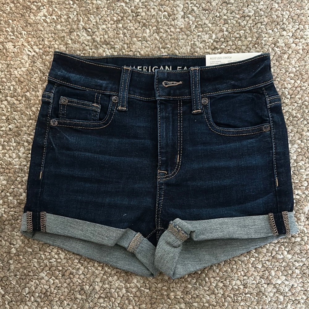 American Eagle Outfitters Blue Jean Shorts with Cuffed Hem